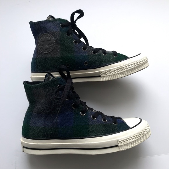 Converse Shoes - Converse X Woolrich Blue Green Plaid Wool shoes